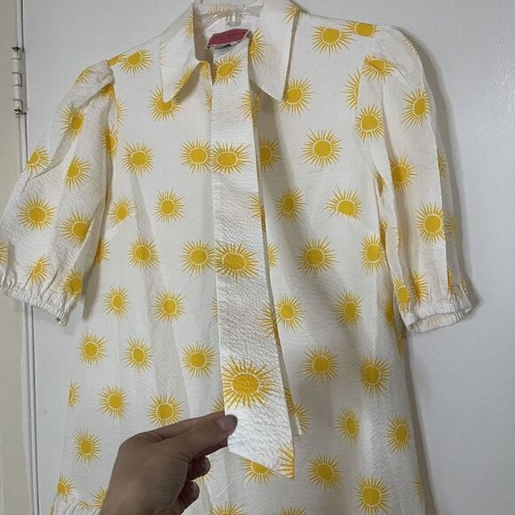 NWOT KATE SPADE SUNS LAKE YELLOW FLORAL 2 WAY BELTED DROP WAIST DRESS MEDIUM - Picture 4 of 11
